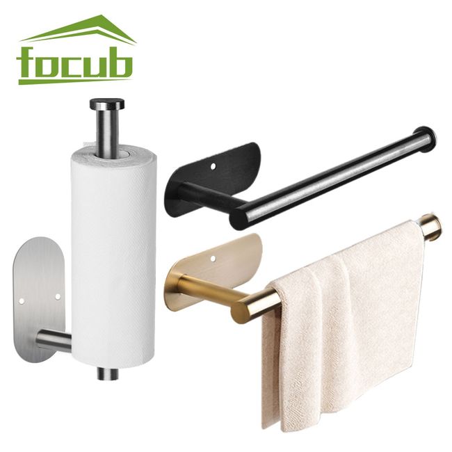 Bathroom Self-adhesive Towel Rack, Kitchen Wall-mounted Hand Towel Holder