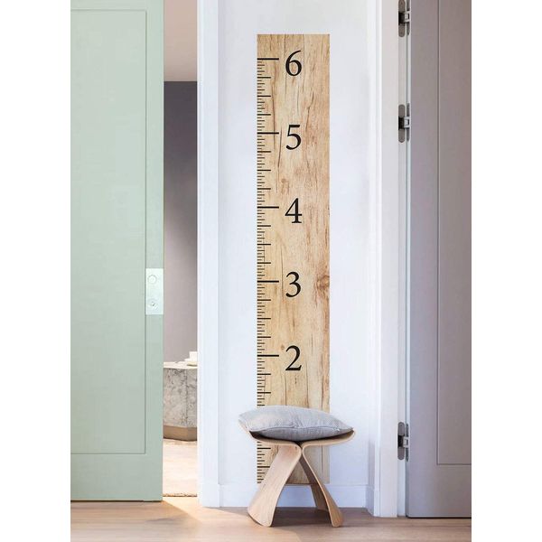 Wooden Look Growth Chart Ruler Vinyl Wall Sticker (Birch) by Simple Shapes