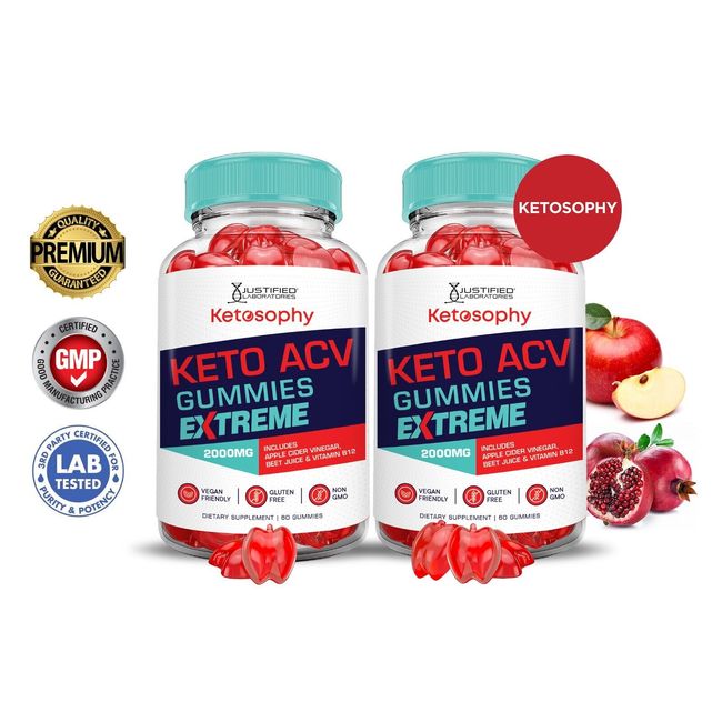 Ketosophy Keto Extreme ACV Gummies 2000MG Apple Cider Vinegar 120 Gummys