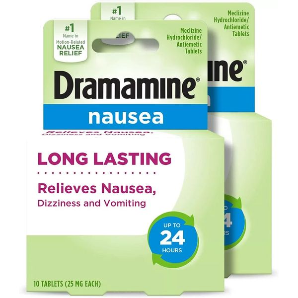 2 Pack Dramamine-N Long Lasting Formula Nausea Relief, 10 Ct Each (20 Total)
