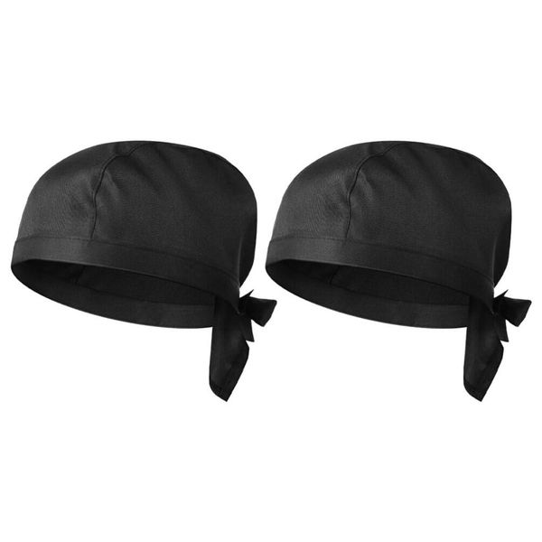 DEARMAMY Unisex Chef Hat 2Pcs Cook Hats Cook Hats Restaurant Kitchen Hats Adjustable Kitchen Cooking Caps BBQ Cooking Hats for Men Women Adult, Black