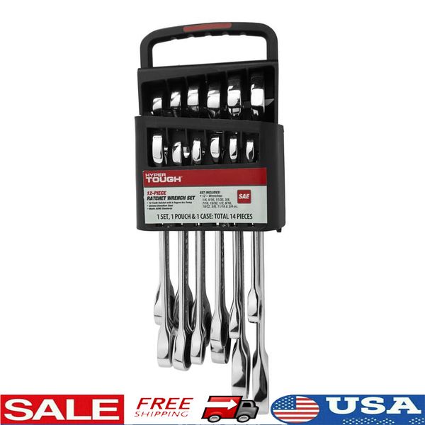 12PC Ratcheting Wrench Set Chrome Vanadium Steel 72 Tooth Durable Tool Case New