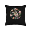 Colorful Turtle Hibiscus Floral Design Throw Pillow