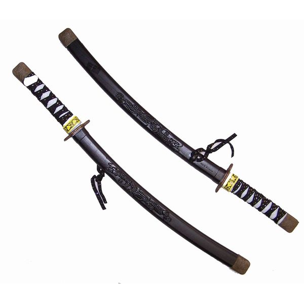 2 Black Color 24 Inch Plastic Dragon Ninja Toy Play Swords