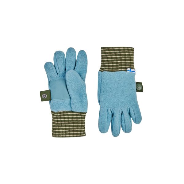 Finkid Sormikas Blau - Warme atmungsaktive Kinder Fleece Fingerhandschuhe, Größe XL - Farbe Smoke Blue - Bronze Green