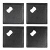 Eurow Dual Function Stainless Steel and PU Leather Coaster & Bottle Opener, 4-Pack, Black