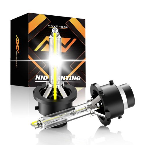 NAVOROGE D4S HID Bulbs,6000K 35W Cool White Xenon D4S HID Headlight Bulb,66440 42402 42402WX High Low Beam Headlight Lights,Metal Stents Base,UV Resistant,Pack of 2