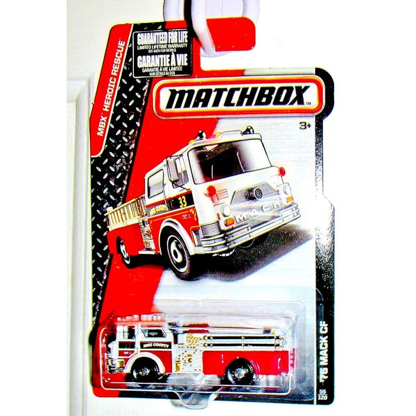 Matchbox 2015 MBX Heroic Rescue '75 Mack CF Fire Engine 55/120, Red and White
