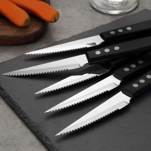hunnycook Steak Knives Set of 8 (8.42 inch), Serrated Steak Knife, Ultra-Sharp Stainless Steel Steak Knives with Ergonomic Handles, Kitchen Steak Knife Set, Serrated Knife Dishwasher Safe