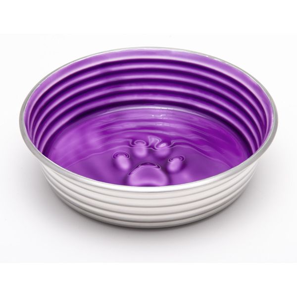 Loving Pets - Le BOL Dog Food Water Bowl Enamel Ceramic Bowl No Tip Stainless Steel Pet Bowl No Skid Spill Proof (Medium, Lilac)