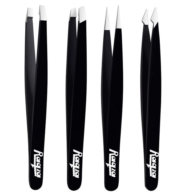 Ladies Eyebrow Tweezers Men Ingrown Hair Tweezers Eyebrow Professional Stainless Steel Tweezers Set Sharp Pointed Tweezers Precision Blackhead Tweezer Eyebrow Professional Flat Tip Black Coloured