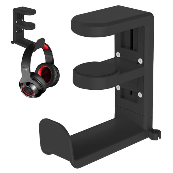 FYting Headphone Hanger,Headphone Hook,Eadphone Hanger,360° Rotating Adjustable Headphone Stand, Punch-Free Desktop Hanging Headphone Stand with Cable Organizer, Gaming Headphone Stand (Black)