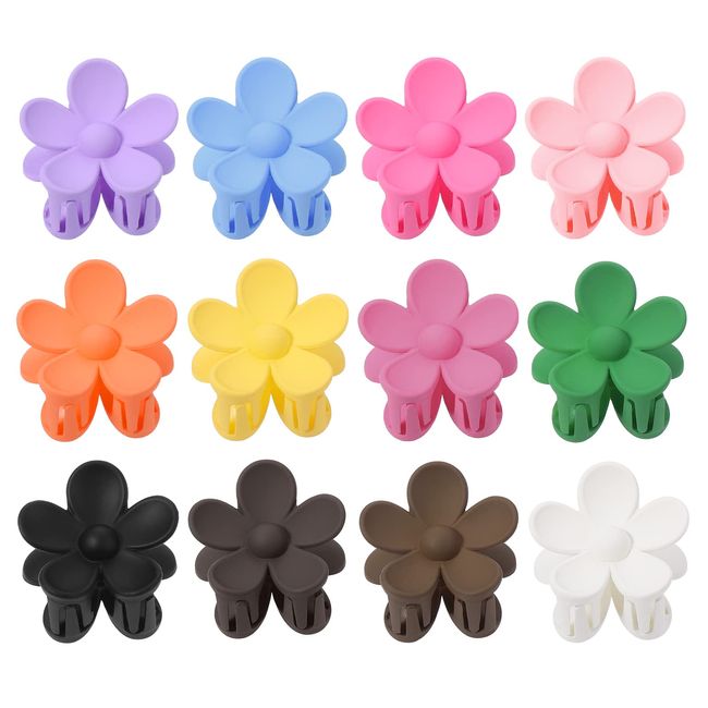 Lusofie 12 Pieces Flower Claw Clips,Cute Claw Clips for Thick Hair Non-Slip Strong Hold Hair Girls Daisy Hair Accessories