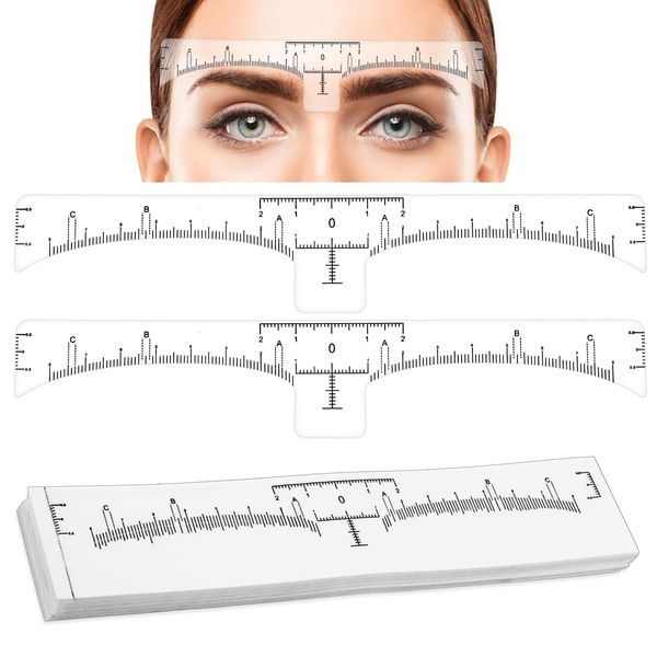 Abeillo 50 Stück Augenbrauen Schablone, Augenbrauen Lineal, Augenbrauen-Zeichen Lineal, Wiederverwendbar Augenbrauen Schablonen Set, Transluzente Augenbrauenlineal Aufkleber für Anfänger