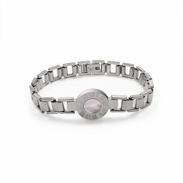 FLUIDABLE Diana Bracelet, White Gold Plated Gemstone Bracelet for Women and Ladies, Chain Link Bracelet, Silver Bracelet, Shell Bracelet, Watch Shape Bracelet, Gift for Anniversary (Silver)