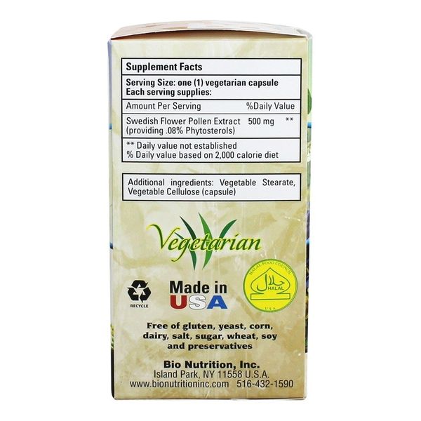 Bio Nutrition Swedish Flower Pollen Extract, 500 Mg, 60 Count