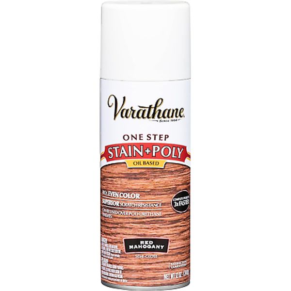 Varathane 243867 Wood Stain & Polyurethane Spray, 12 Oz, Red Mahogany