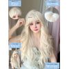 M Grande DY66A Creative Line Wig, 6-Piece Set, High Tone Color, Women's Wig, Bob, Semi-Long, Makes Your Face Look Smaller, Full Wig, (White, Gold Curls)