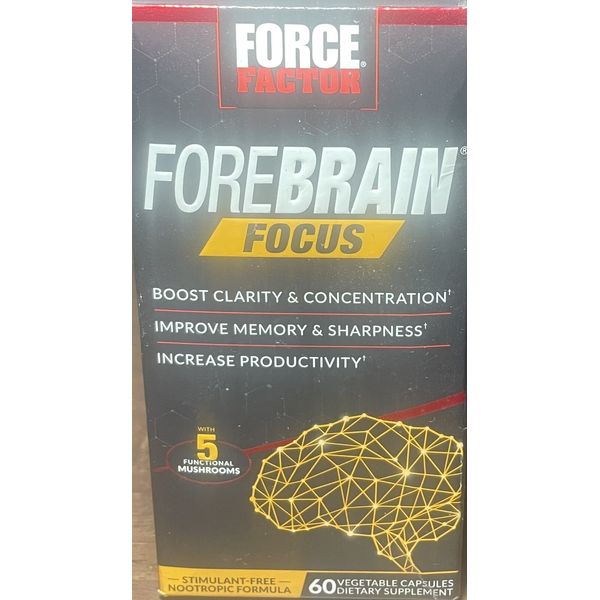 (1x)Force Factor FOREBRAIN Focus Nootropic Improves Memory Focus, 60 Capsules