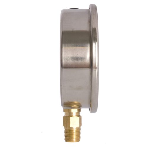4" Oil Filled Pressure Gauge - Stainless Steel Case, Brass, 3/8" NPT, Lower Mount Connection, 0-100PSI