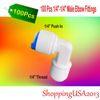 100 Pc 1/4"-1/4" Male Thread Elbow Fitting Connector Adapter Push In Undersink