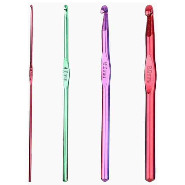 Crochet Hooks Set 4 Pcs Multiple Sizes Sets for Beginners Adults Sister Gift Crochet Tool Sweater Scarf Clothing Knitting Tools Size 2mm 4mm 6mm 8mm