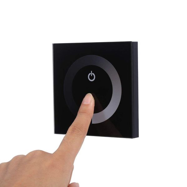 LED Dimmer Switch Touch Install Dimmer Controller Control 12-24V Single Color LED Lamp Wall Switch Dimmer Smooth Touch (Black)