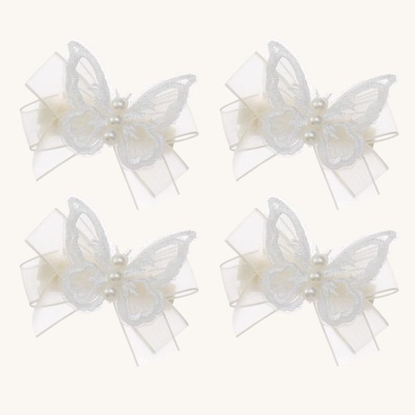 EZ PEACH Hair Clip Mini Hair Clip Small Hair Ornaments Hair Accessories Butterfly Cute Bangs Clip Hairpin Pearl Small Cute Hair Clip Hairpin Adult Hair Clip Set of 4 (White)