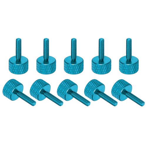 MECCANIXITY M3x12mm Knurled Thumb Screw, 10 Pcs Aluminum Alloy Flat Knurled Head Thumb Screws Bolts Grip Knobs Fasteners for PC Computer Case, Sky Blue