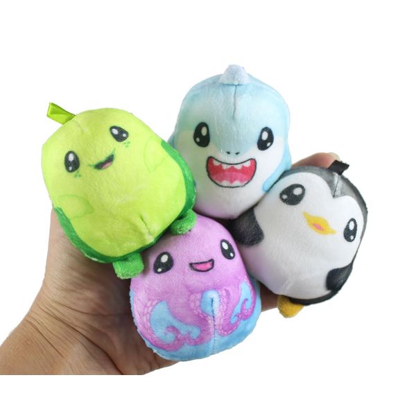 Set of All 4 Plush Ocean Sealife Animal Sugar Ball - Thick Glue/Gel Stretch Ball - Molasses Syrup Ultra Squishy and Moldable Slow Rise Relaxing Sensory Fidget Stress Toy (Set of All 4 Animals)