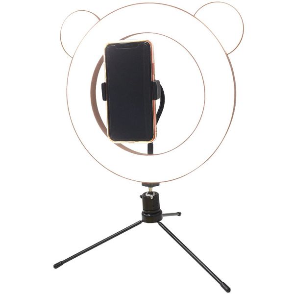 Generic LED Ring Light Bear Brown with Mini Tripod LED Circle Lamp Selfie Filling Light Cute -