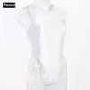 AESCO School Swimsuit, T-Bag, Excellent Elasticity, Smooth to Put On and Take Off, Pleasant Texture, Cute, Super Sexy & Glossy, High Leg, Leotard, Competition Swimsuit, Smooth, Cosplay, Gymnastics Clothes, wht, M