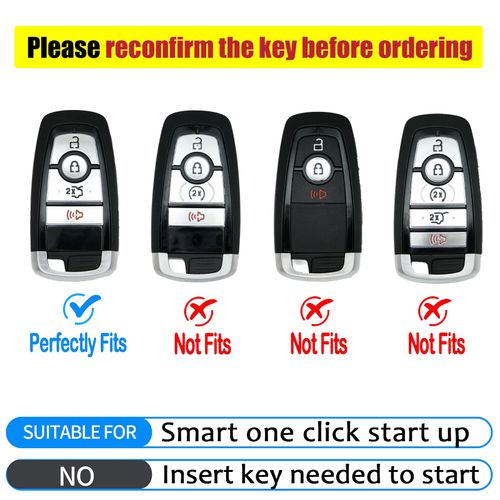 CHATYYD Key fob Cover for Ford with Keychain,Car Key Cover Case for 2017-2024 Ford Explorer Bronco F150 Escape Edge Expedition Fusion Maverick Mustang Ranger Transit Accessories(4 Buttons)