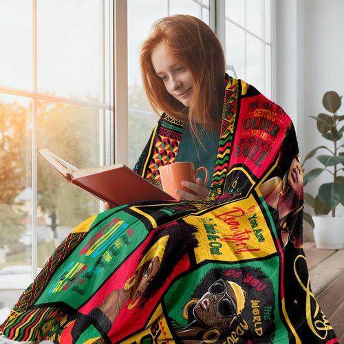 African American Birthday Gifts for Women, Birthday Black Lady Women Girl Positive Blanket 60"X50", Encouragement Inspirational Birthday Gifts, Afro Gifts Idea for Best Friend Healing Birthday Gifts