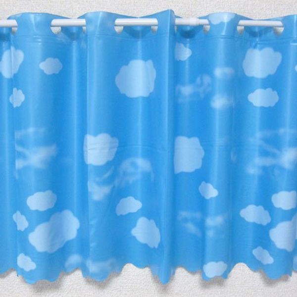 Antimicrobial Waterproof Cafe Curtain Large Width 120 X Height 80 cm Clouds Pattern Made in Japan