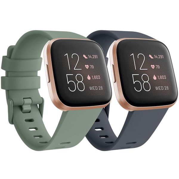 Fitbit Versa Silicone Sport Replacement Straps - Compatible with Versa Lite/2, for Women & Men (Pack C, Small)