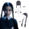 BDSHUNBF 5PCS Wig for Wednesday Addams, Long Wigs for Women, Straight Synthetic Black Wigs, Natural Looking Daily Hair, Dress Up for Kids Girls, Halloween Anime Cosplay Party Wigs (No Bangs）