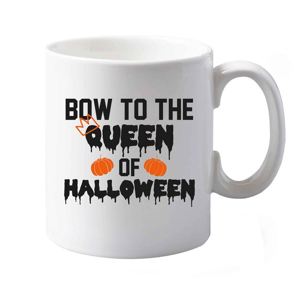 Flox Creative 10 oz Ceramic Mug Bow Queen Halloween Both Sides