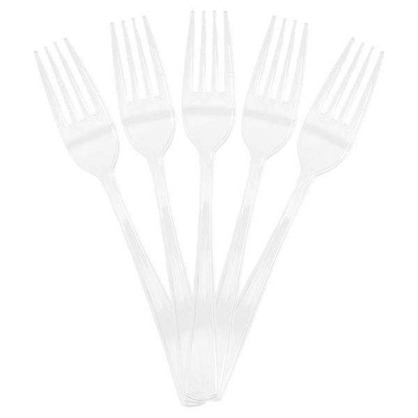 JAM PAPER Premium Utensils Party Pack - Plastic Forks - Clear - 48 Disposable Forks/Pack