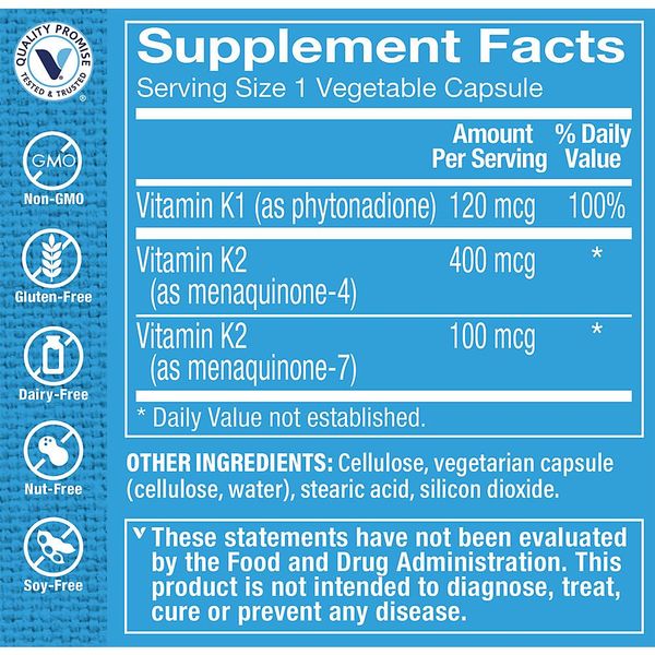 Vitamin K Complex - Bone & Cardiovascular Health (180 Vegetable Capsules)
