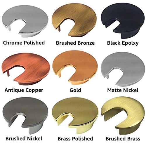 Electriduct 1.57" Metal Desk Grommet 40mm Cable Hole Cover Wire Cord Organizer | Brushed Bronze (3 Pack)