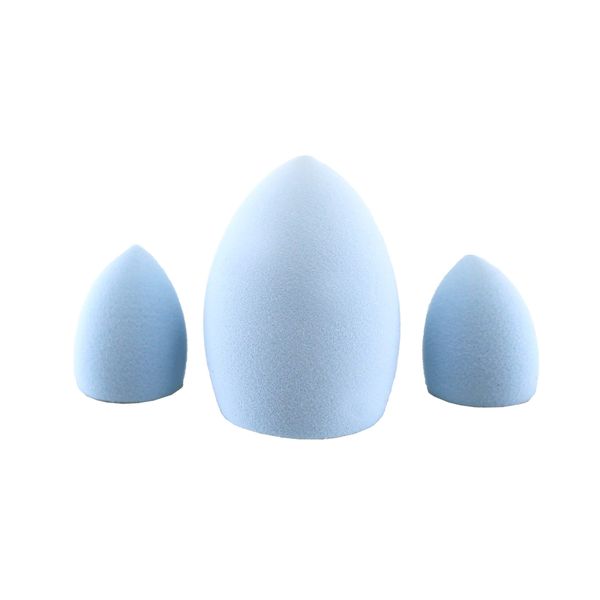 Elite Pro Beauty Chiseled Sponge Trio, Makeup Sponge Set for Flawless Application, Blue