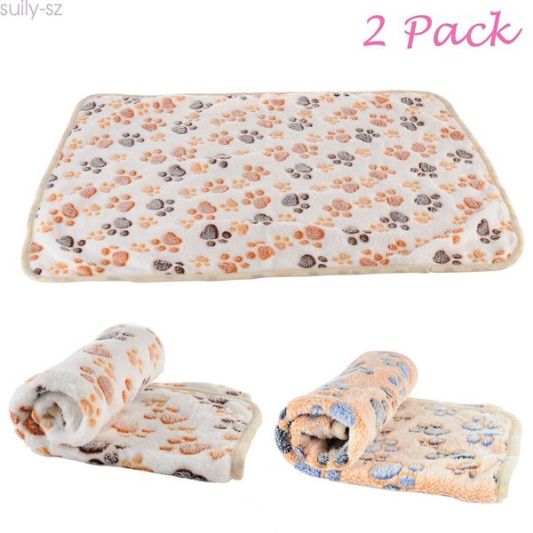 Puppy Blanket for Pet Cushion Dog Cat Bed Soft Warm Sleep Mat Paw Print 2Pcs