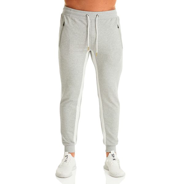 Ouber Men's Gym Jogger Pants Slim Fit Workout Running Sweatpants with Zipper Pockets Grey,XL