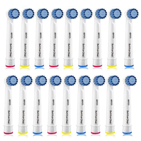 18pcs Sensitive Gum Care Replacement Brush Heads Compatible with Oral B Braun Electric Toothbrush. Soft Bristle for Superior and Gentle Clean.