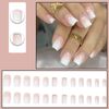 24 Pcs French False Nails - White Press on Nails - Full Cover False Nails Square Stick on Nails - French Short Square Acrylic False Nails with Glue for Women and Girls Nail Art