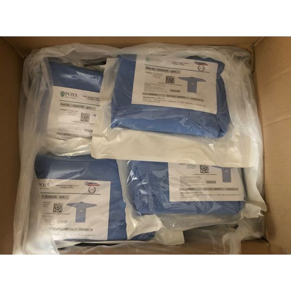 28 Units - Sterile Blue Surgical Gown Size XL AAMI Level 4 w/ Hand Towel 10/2025