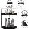 Corner Bathroom Counter Organizer 2 Tier Vanity Storage Organizer Shelf Black