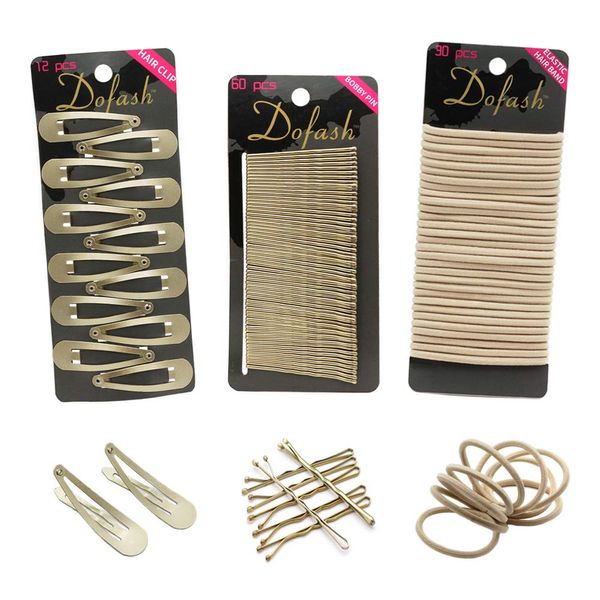 Dofash Women's Braided Good Hair Set 102 Counts Set Braided Hair Clips For Women (Blonde Bobby Pins 60pcs + Blonde Hair Ties Ties 30pcs + Snap Hair Clips 12PCS (Blond)