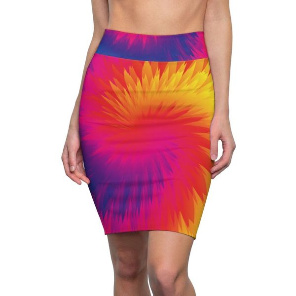 Womens Pencil Skirt, Tie Dye Rainbow Stretch Mini - XS / 4 oz.